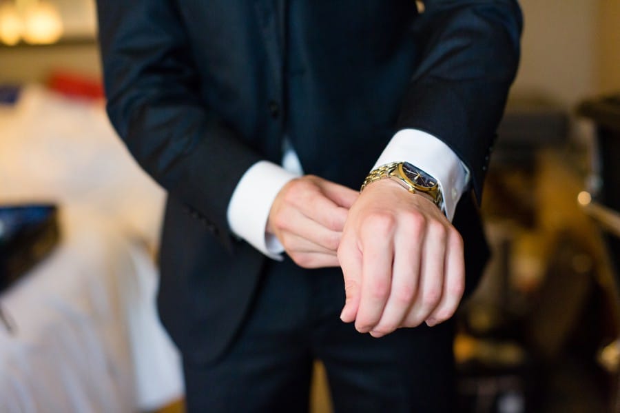 Groom getting ready