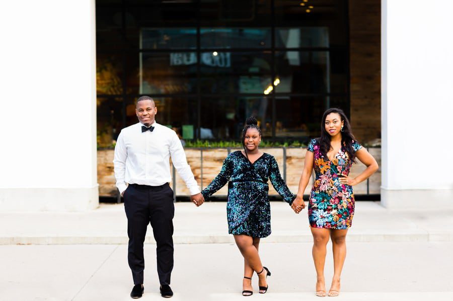 Austin Family Photographers, Downtown Austin Portrait Session, Family of Three Photo Poses, dressy portrait session, Christmas photos in Austin Texas